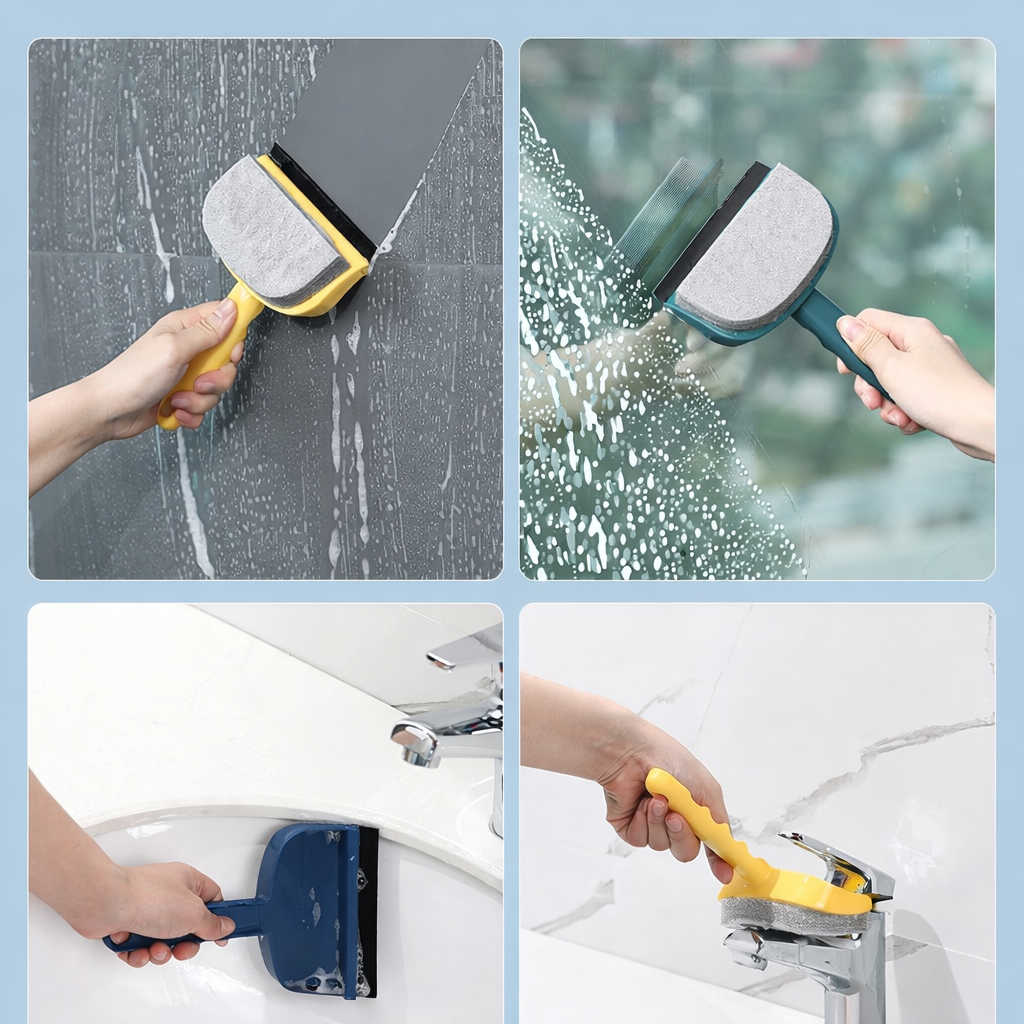 2-in-1 Glass Cleaning Brush & Squeegee